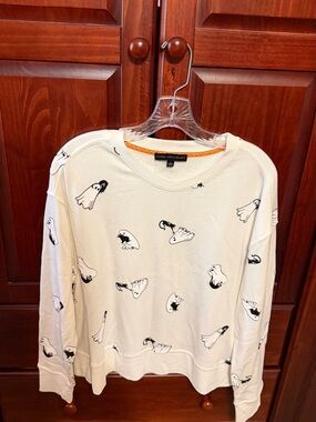 Jane and Delancey Cream Sweatshirt with Black Ghost Print